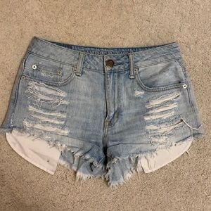American Eagle High Rise Light Wash Jean Shorts
